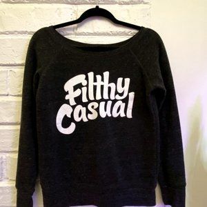 SOLD-Filthy Casual - Charcoal Grey Slouchy Sweater